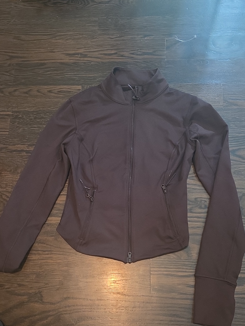 Women’s Brown Full-Zip Bomber Jacket with Stand Collar